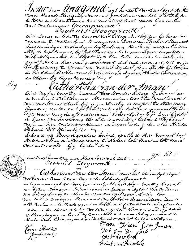 18140608 huw akte 9 Joannis Hogervorst - Catharina vd Sman